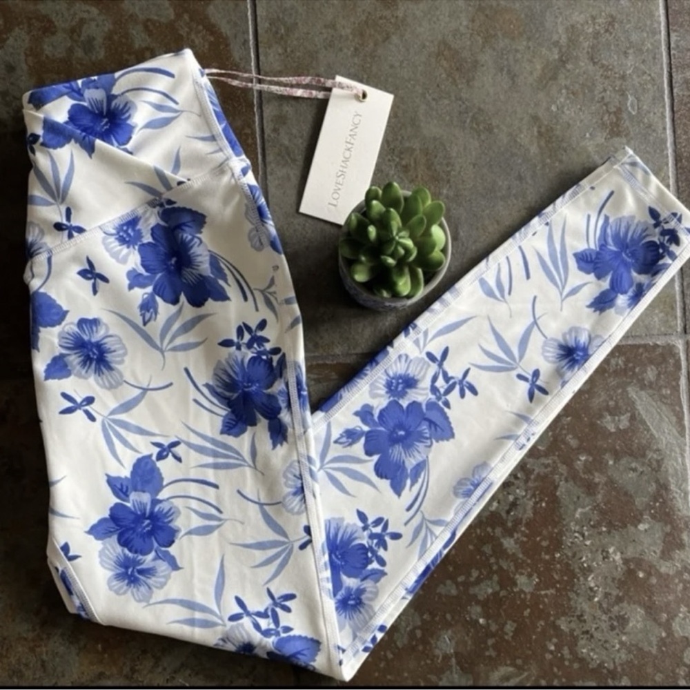 NWT LoveShackFancy Crossover HR FLORAL LEGGINGS TIGHT XS XSMALL
